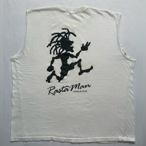 Vintage Jamaica 90s Rasta Man Graphic Cut Tank Top Shirt